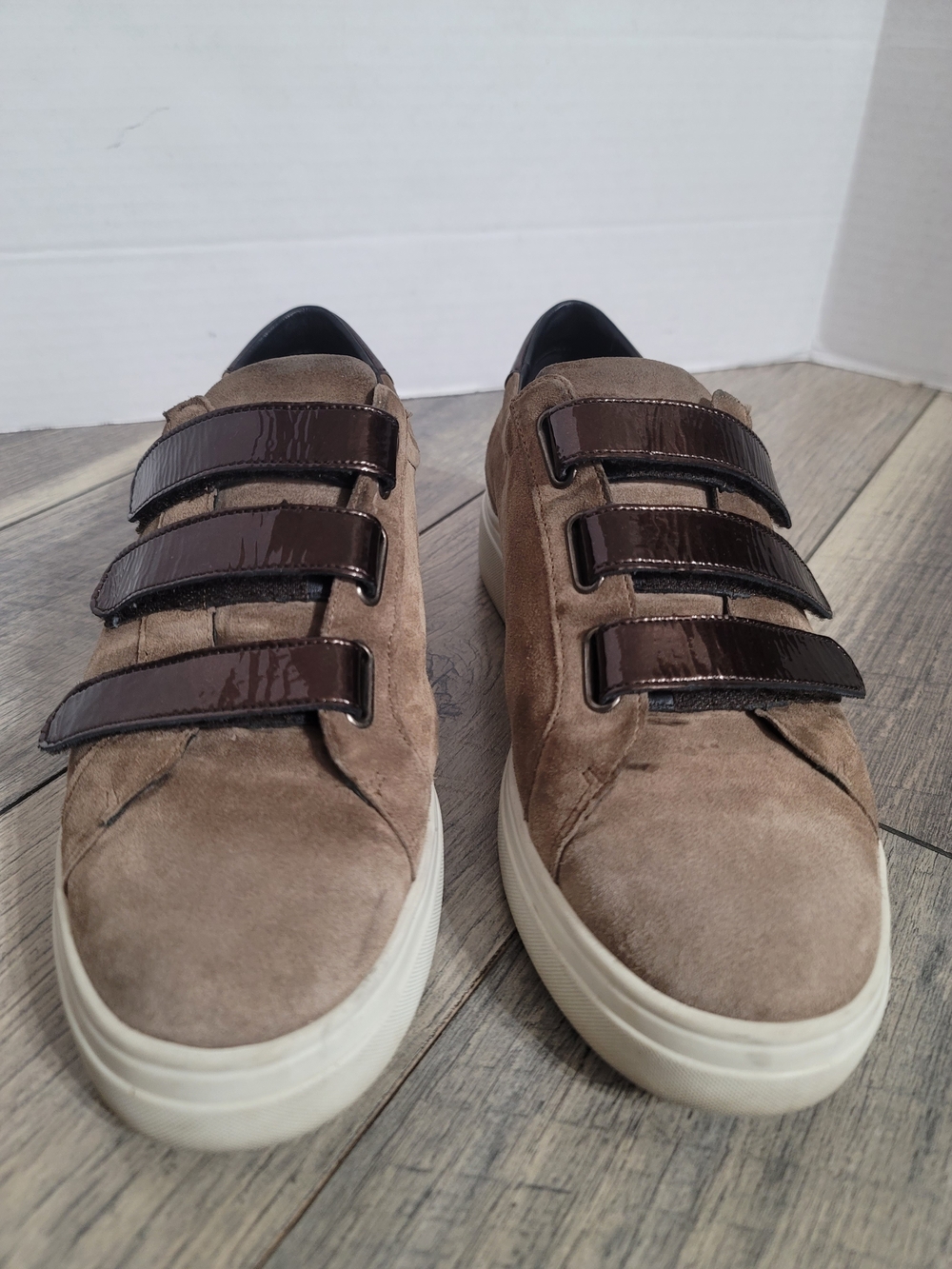 Mephisto Women's Frederica Luxor Taupe Suede Sneakers with Dark Brown Straps 10 - Picture 2 of 12
